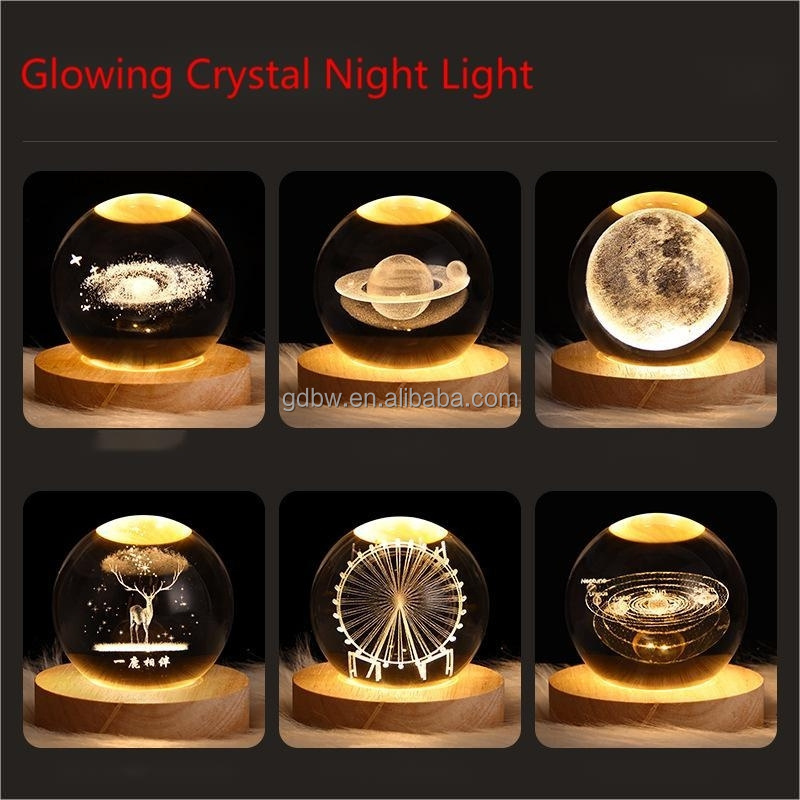 Crystal Ball Table Lamp Glowing Crystal Ball Globe Solar System Ball Lights