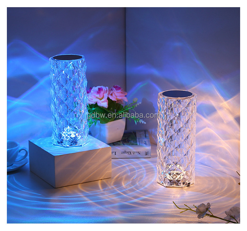 Hot Sale Acrylic Rose Rechargeable Touch Bedside Lamp Table Lamp For Living Room Bedroom Decoration