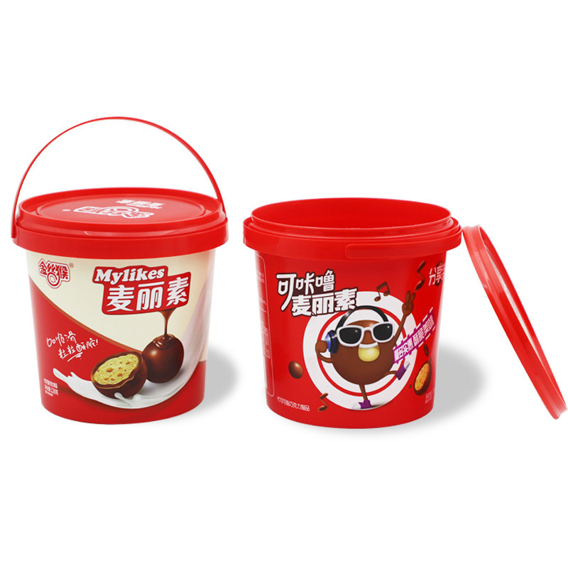 Shantou Caixin plastic IML  food container cookie container ice cream bucket with lid and handle