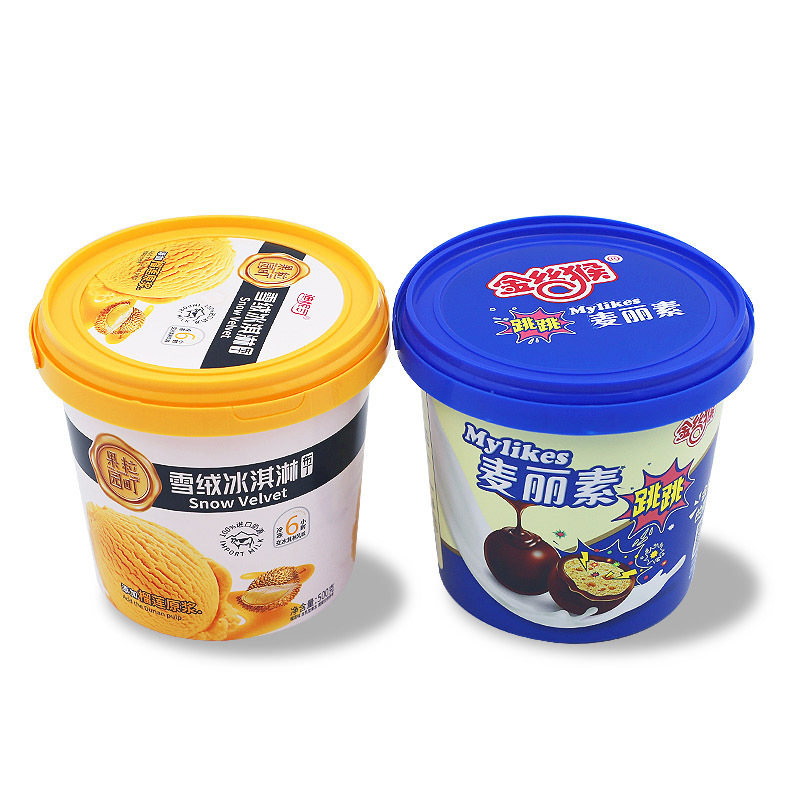 Shantou Caixin plastic IML  food container cookie container ice cream bucket with lid and handle