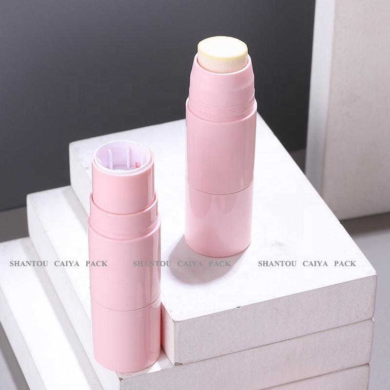 Makeup 2 In 1 Double Sides Round Empty Powder Stick Contour Blush Highlighter Foundation Concealer Pen Container With Brush