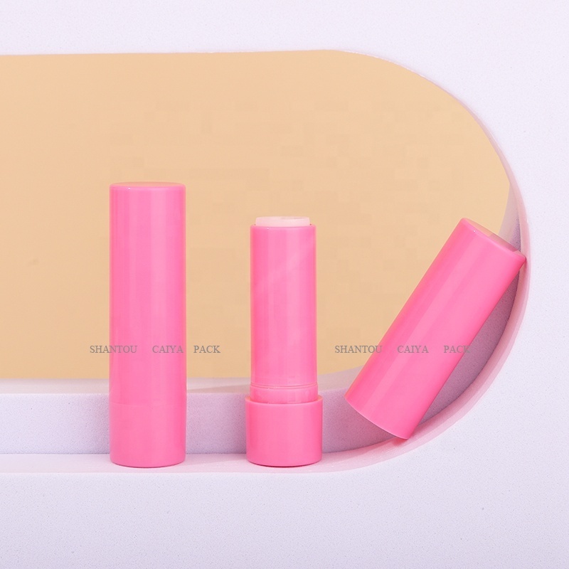 Wholesale skin lip care bulk plastic orange pink round lip balm round container tube Empty Plastic Lipstick Tube chapstick tube