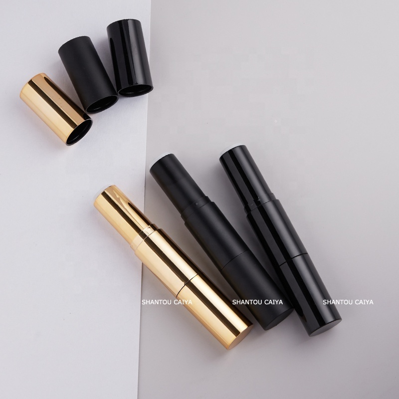 Portable Packaging Gold black Double Side Empty Plastic Concealer Pen Container Blusher Foundation Stick Tube private label