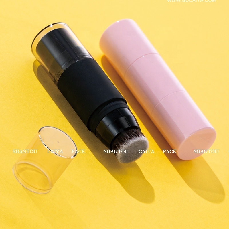 Makeup 2 In 1 Double Sides Round Empty Powder Stick Contour Blush Highlighter Foundation Concealer Pen Container With Brush