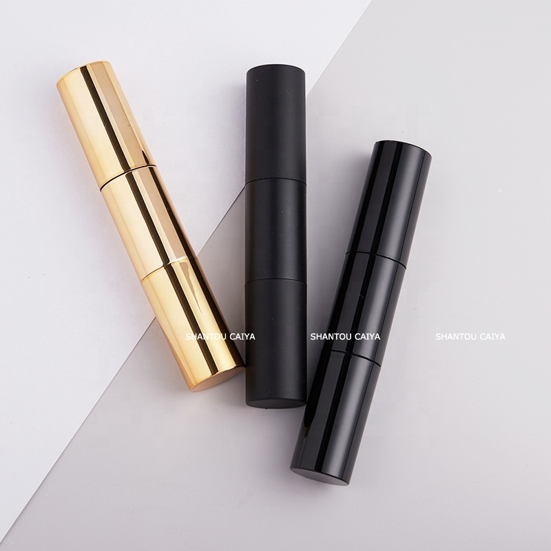 Portable Packaging Gold black Double Side Empty Plastic Concealer Pen Container Blusher Foundation Stick Tube private label