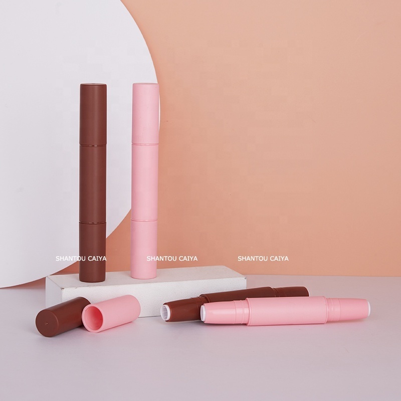 Makeup double end Plastic matte brown pink black Round Empty Foundation Stick Container Concealer blusher highlighter pens tubes