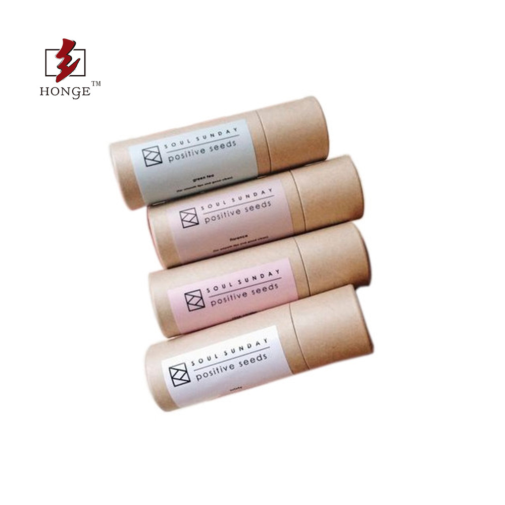 HONGE  Biodegradable Paper Lip Balm Sunscreen Push Up Paper Tubes With Custom Sticker For Paper Lip Balm Tube Container