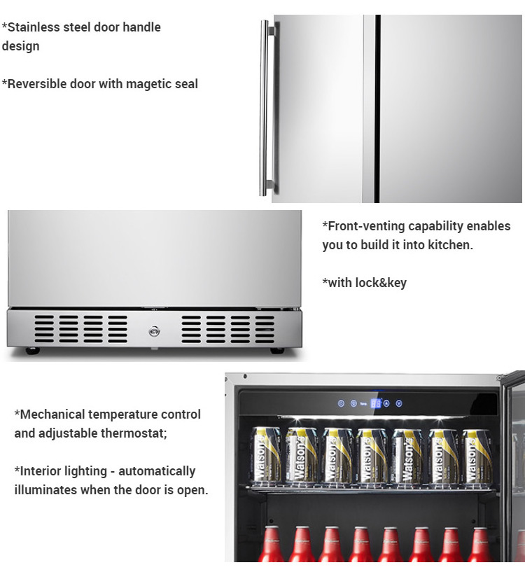 Factory Supply 145L Stainless Steel Material Outdoor Grill Compressor Refrigerator Ice Fridge Freezer