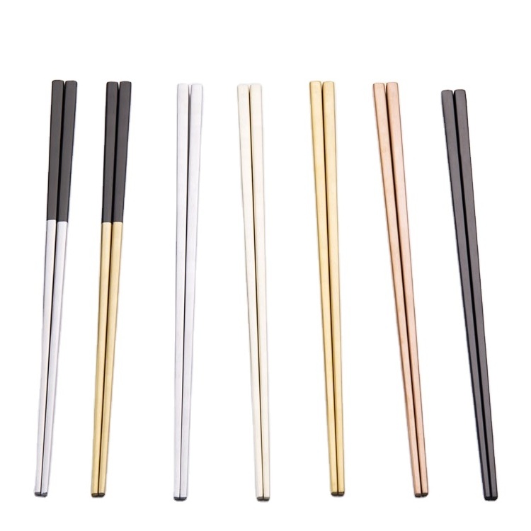 Hot Sale Bulk Custom Luxury Metal Full Titanium Non-spray painted 304 Stainless Steel Reusable Chopsticks