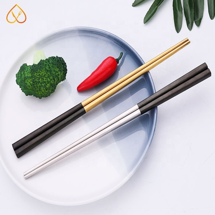 Hot Sale Bulk Custom Luxury Metal Full Titanium Non-spray painted 304 Stainless Steel Reusable Chopsticks