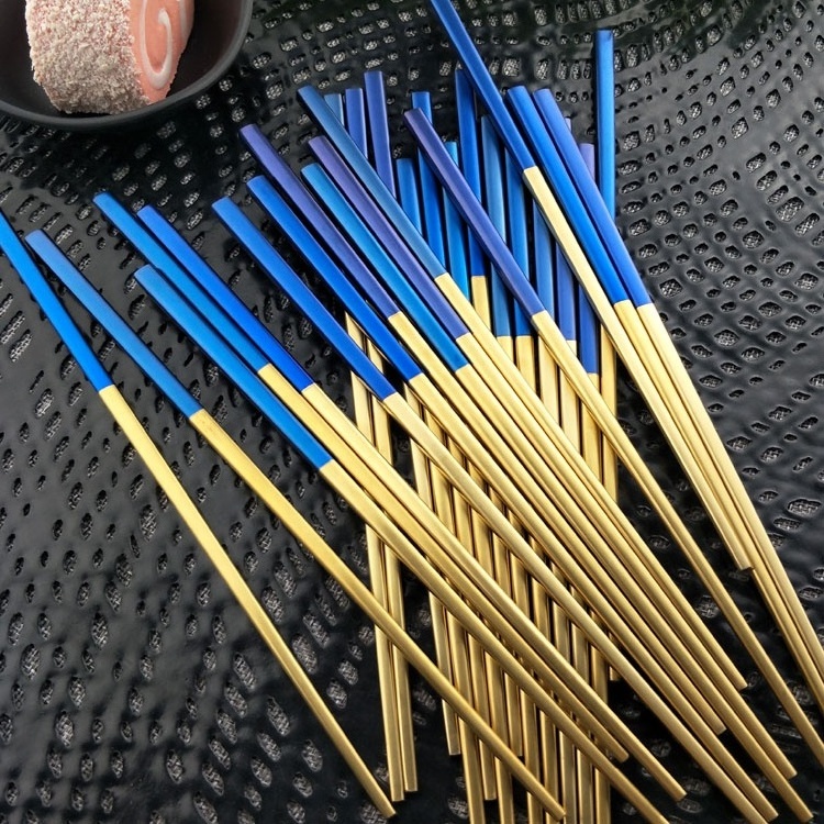 Hot Sale Bulk Custom Luxury Metal Full Titanium Non-spray painted 304 Stainless Steel Reusable Chopsticks