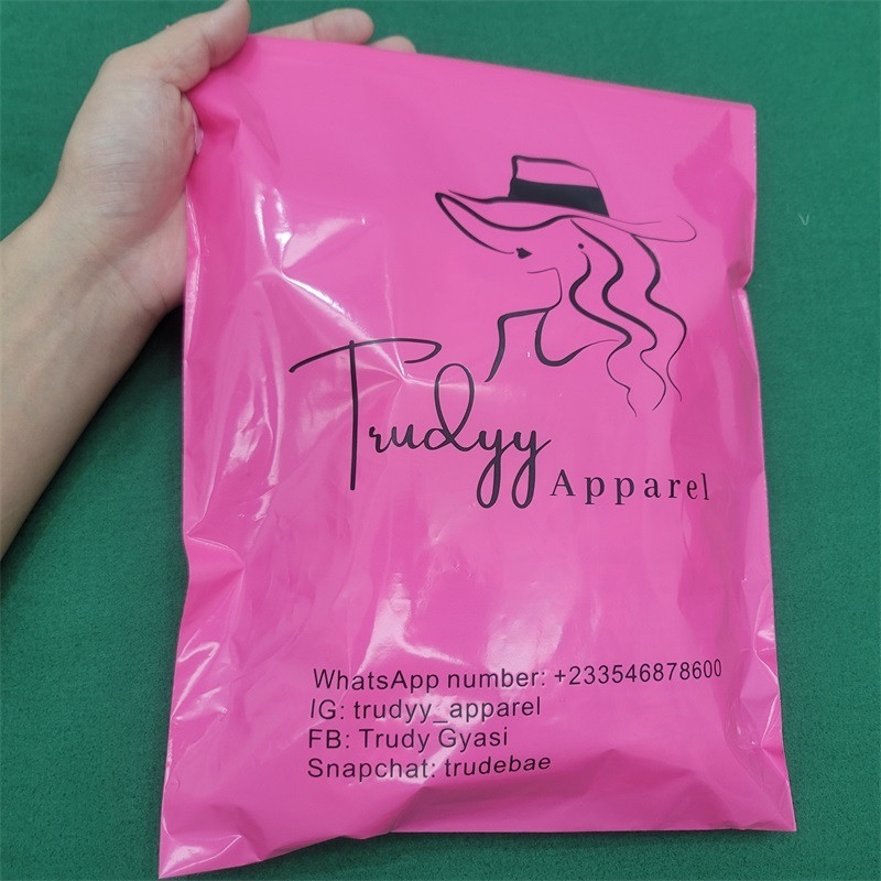 Custom Design Eco-friendly Pink Co-Ex LDPE Postage Poly Mailers Shipping Envelopes packaging Mailing Bag with logo for clothing