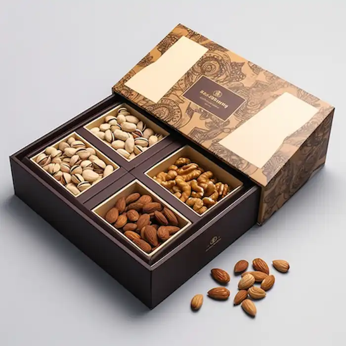 Customized Luxury Snacks Box for Hazelnut Walnut Kernels Cashew Dry Fruits Nuts