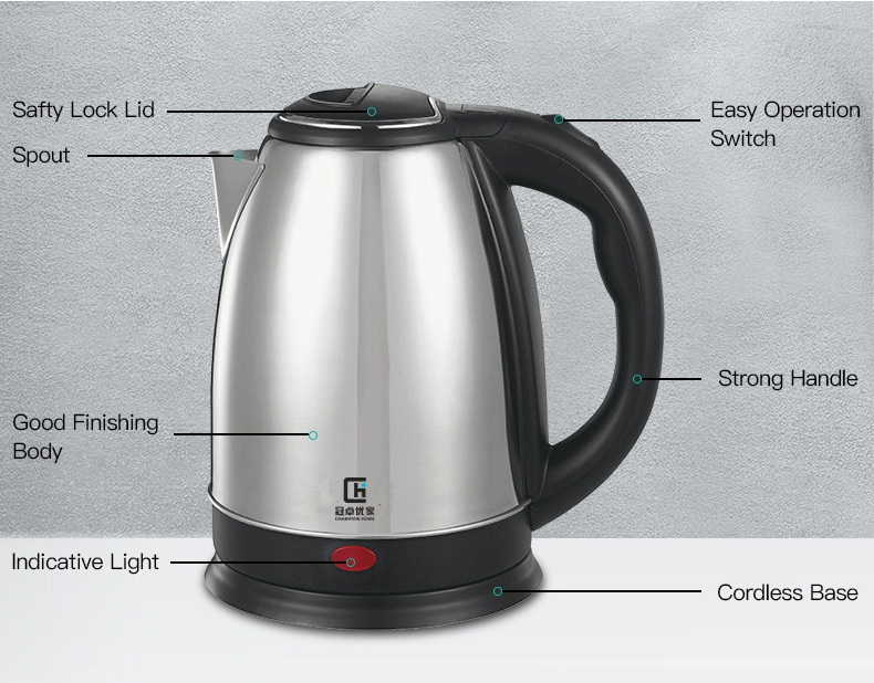 1.8L Cordless Stainless Steel Electric Portable Kettle Easy Pouring Appliances Electric Kettle