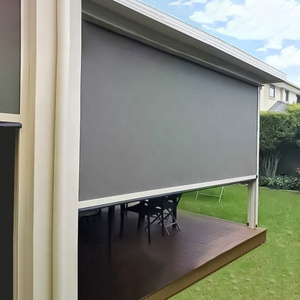 Screen patio blinds electric window door privacy zip track sun shading systems exterior solar shade screen