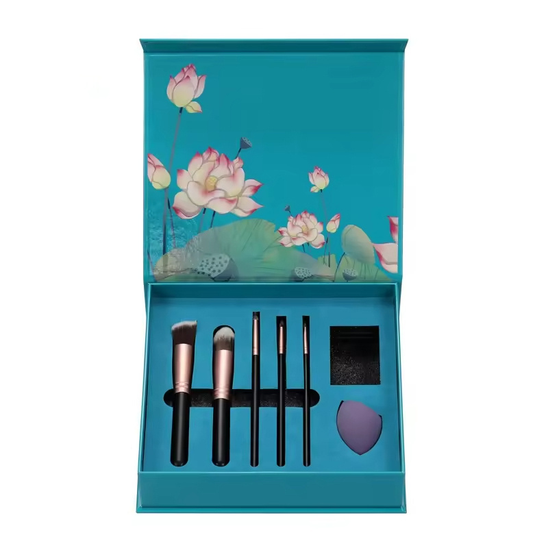 Magnetic flat top eye brush kit gift box makeup brush set packaging for cosmetic brush