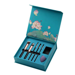 Magnetic flat top eye brush kit gift box makeup brush set packaging for cosmetic brush