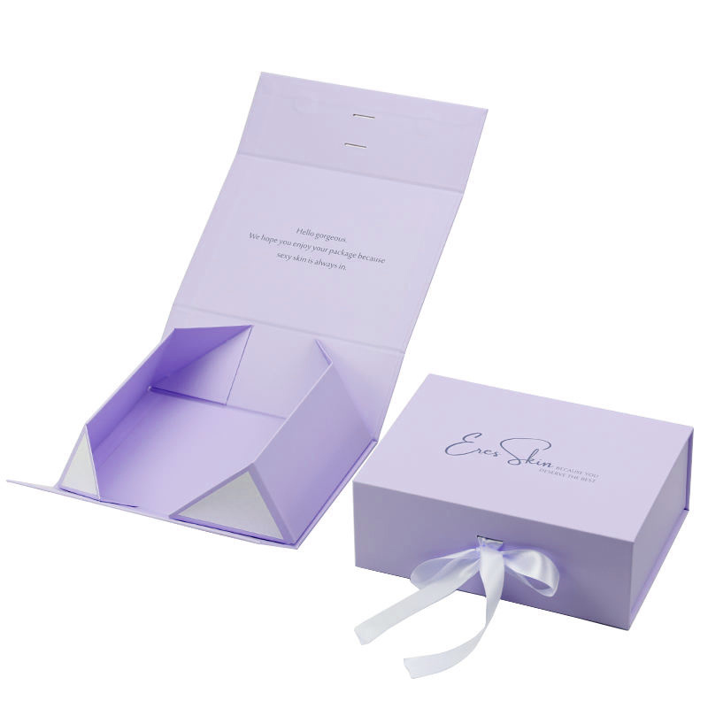 Custom Hot Folding Collapsible Cardboard Big Baby Purple Luxury Gift Packaging Magnetic Paper Boxes with Lid for Small Business