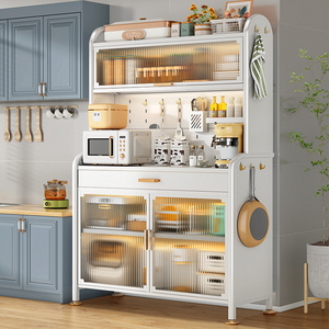 Multi-Layer Kitchen Rack Metal Multi-Function Storage Cabinet Microwave Oven Cupboard Home Organization Shelves