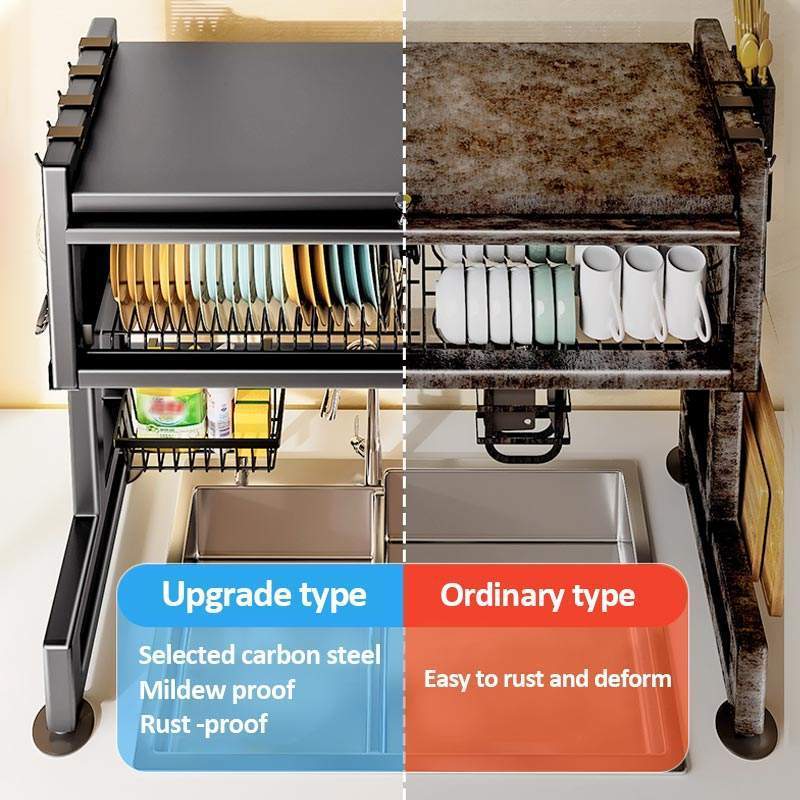 Adjustable 2 Tiers over the Sink Dish Drying Rack Kitchen Organization Storage Holders & Rack Dish Drainer Racks for Counter