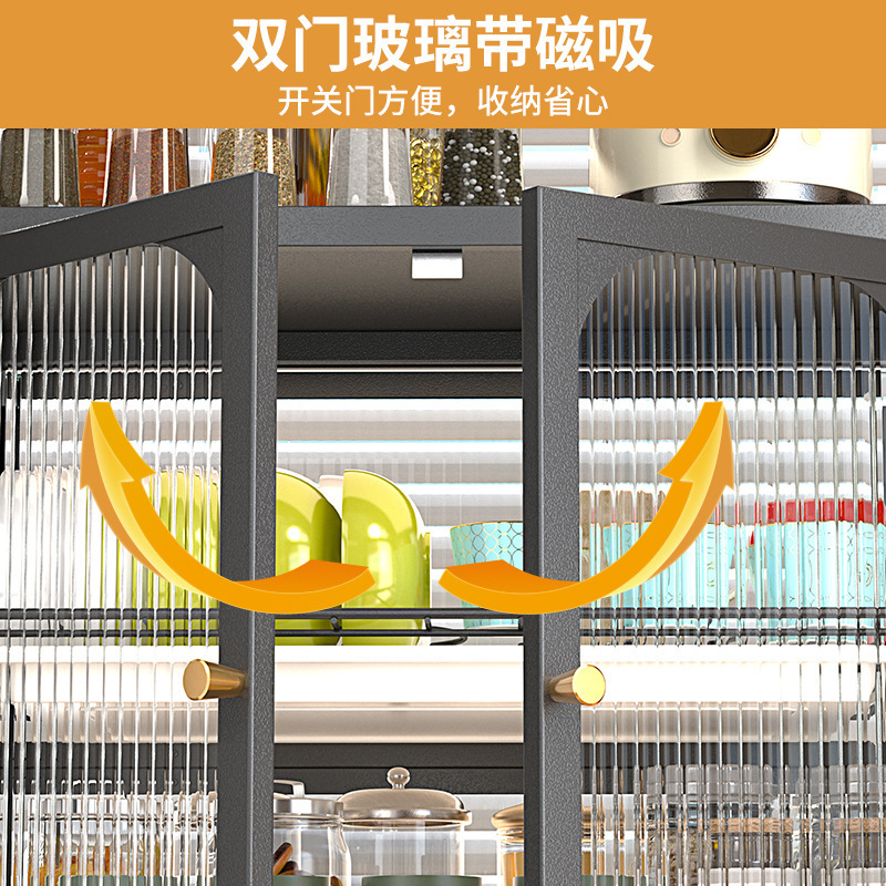 Countertop storage rack Carbon steel multilayer Closed microwave oven storage rack with cabinet door stand kitchen rack