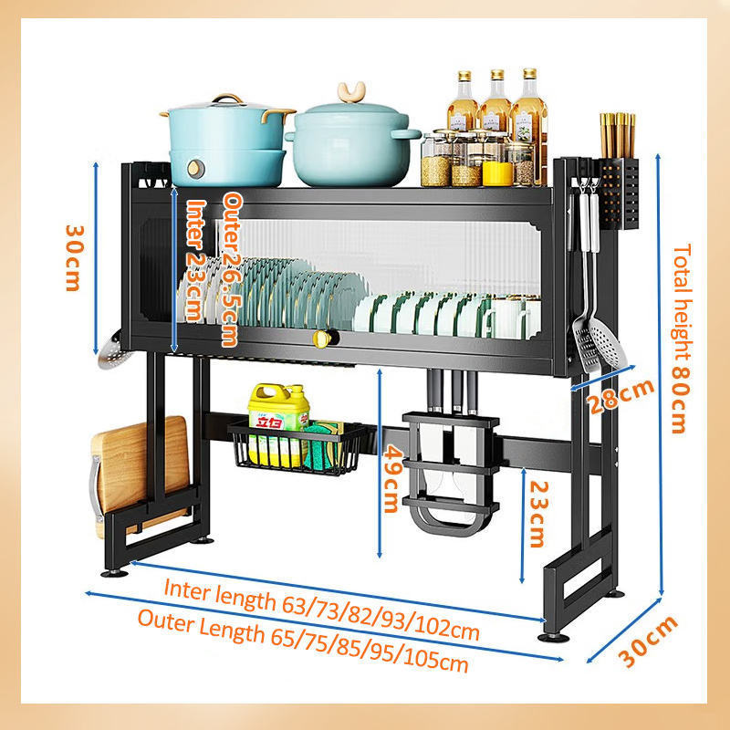 Adjustable 2 Tiers over the Sink Dish Drying Rack Kitchen Organization Storage Holders & Rack Dish Drainer Racks for Counter