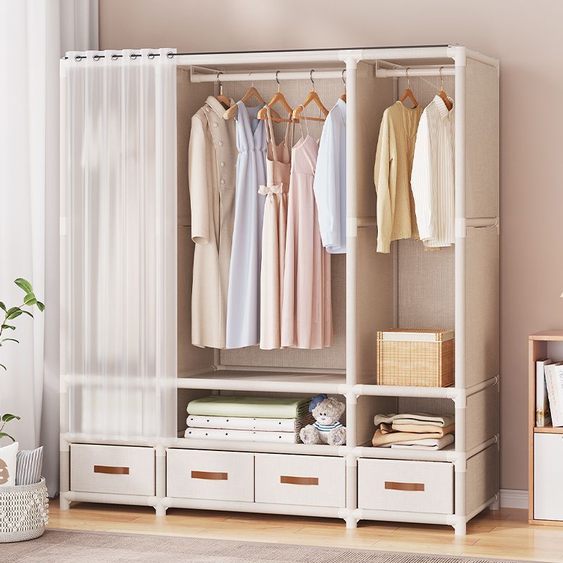 Simple Wardrobe Floor-Standing Rental House Storage Cabinet Organizer Multi-Layer Cloth Wardrobe Large Capacity Hanging Cabinet