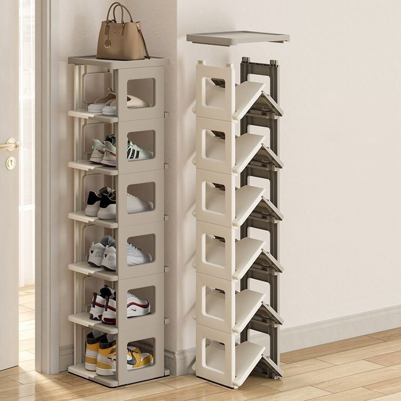 Collapsible Plastic Shoe Organizer Storage Space-Saving Closet Shoes Shelf 2-9 Layers Stackable Shoe Rack