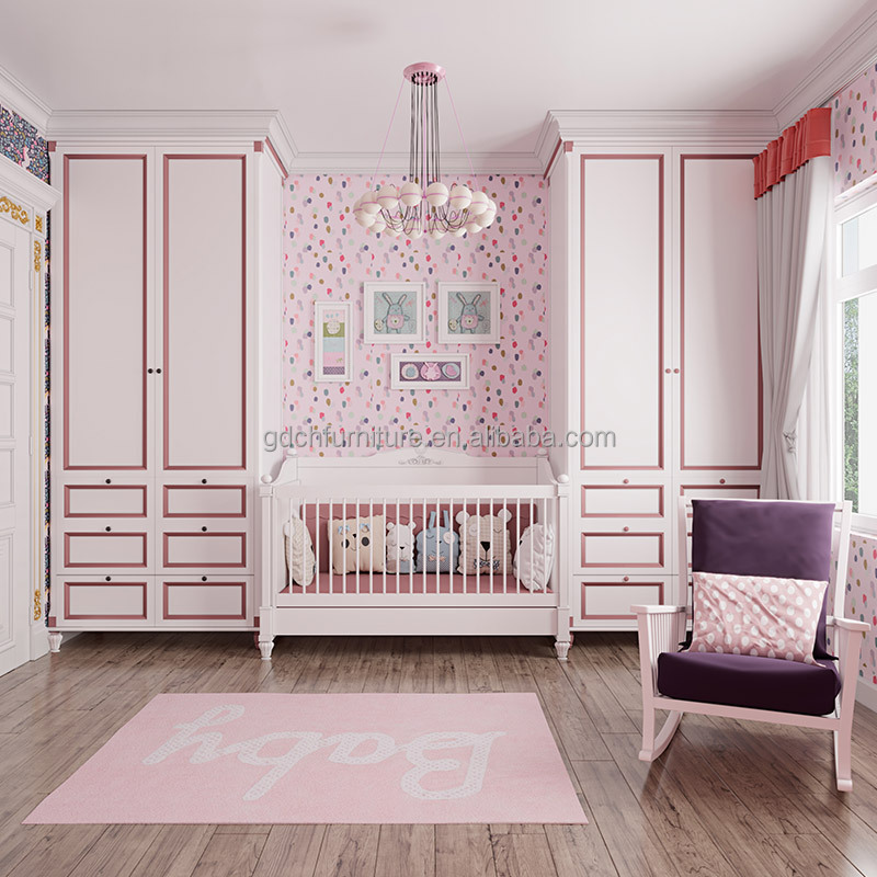 Beautiful Lovely Pink Girls Furniture solid wood Bedroom luxury Princess Girl Slide Children Castle Bed