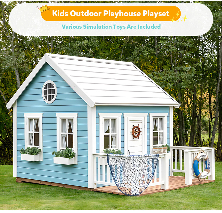 Outdoor Garden Cubby House Children Playground Wooden Kids Playhouse