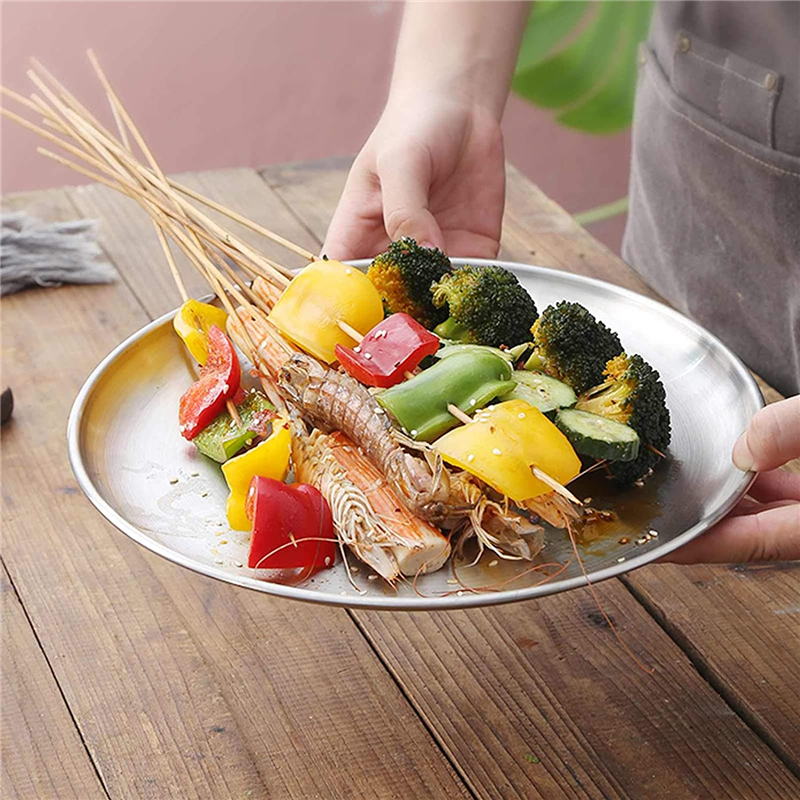 Dishwasher safety Reusable metal stainless steel dinner plates set wholesaleTableware Plates Dishes food serving Plates