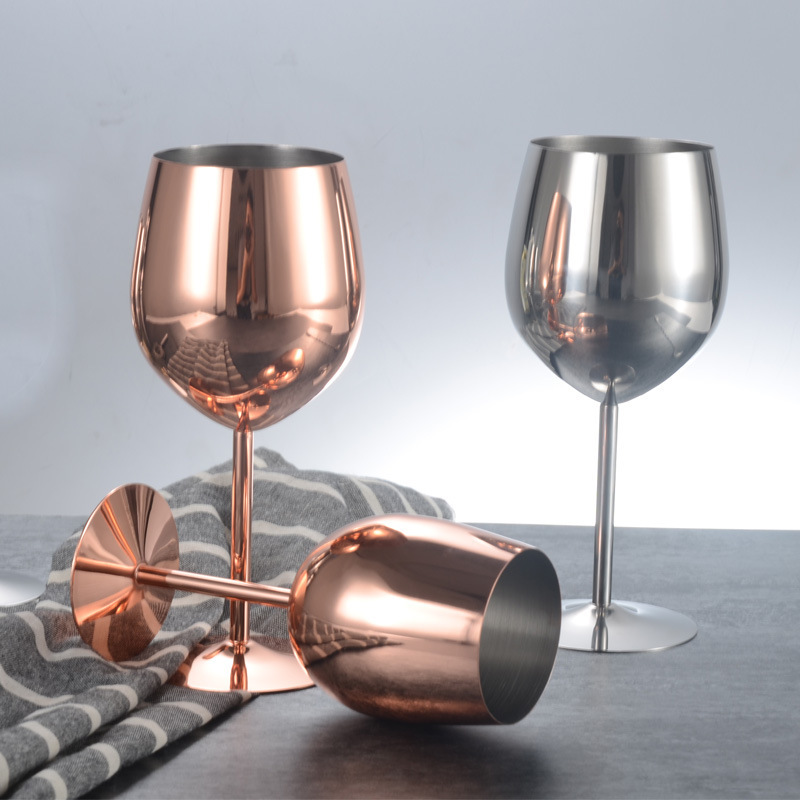 Tumbler Stem Luxury copper plated Goblets Metal Cocktail Wine Glasses Stainless Steel Red Wine Glass Champagne Cup