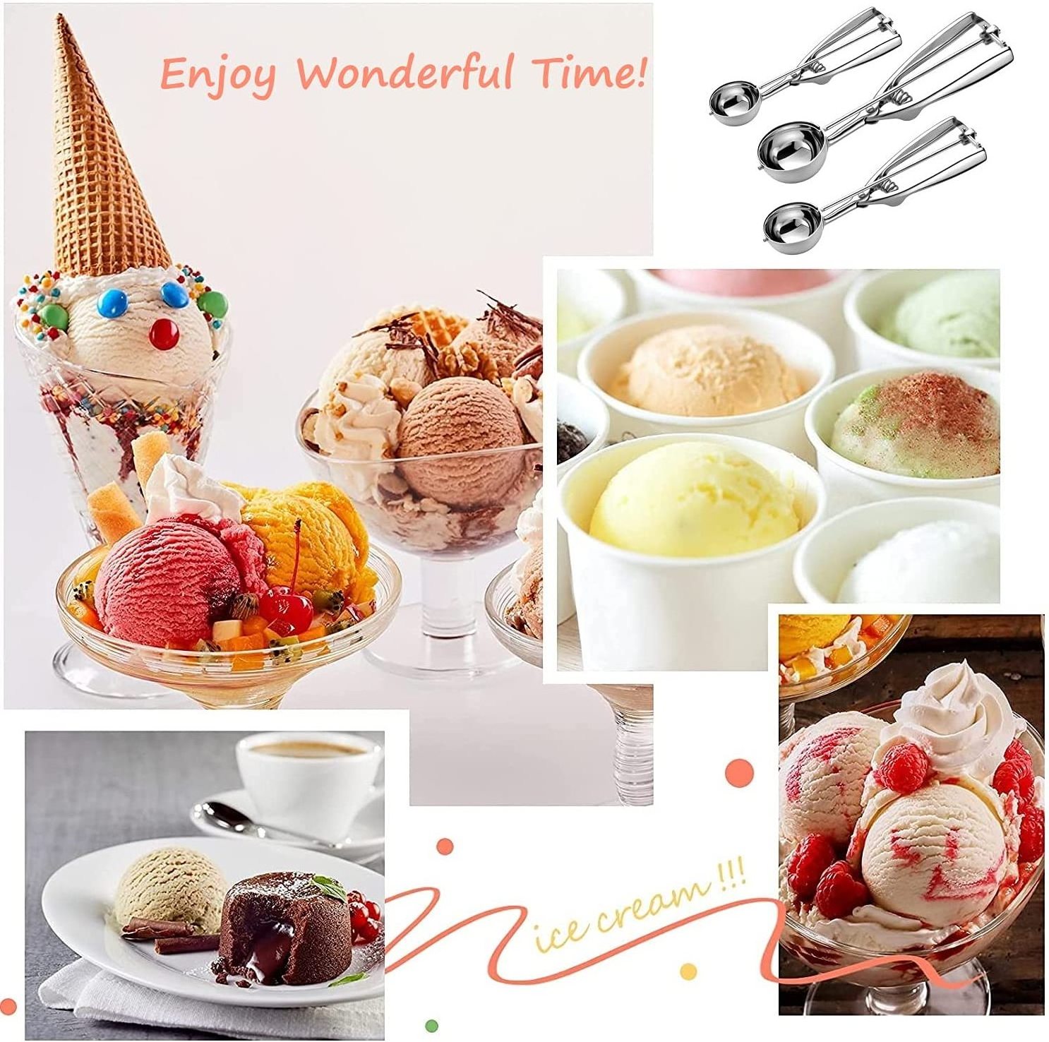 stainless steel  ice cream scoop scooper Fruits Spoon Cookie Scoop stainless steel ice cream scoop