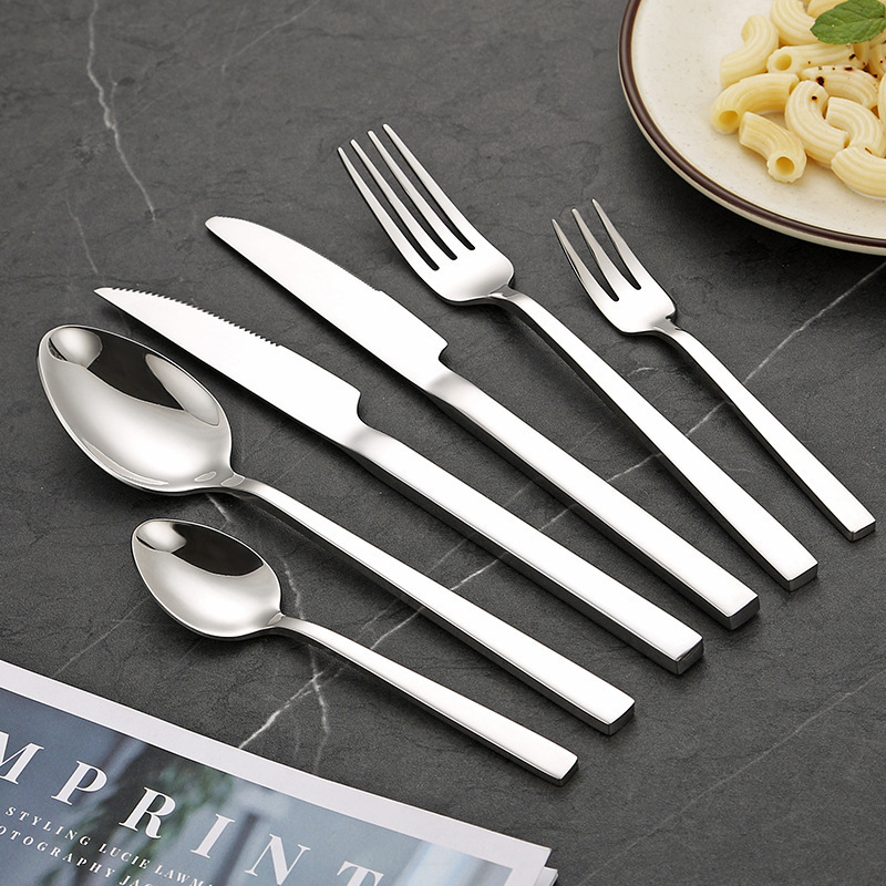 SUS304 silverware 18/10 stainless steel 6 pieces flatware set dinner knife dessert tea spoon fork cutlery set