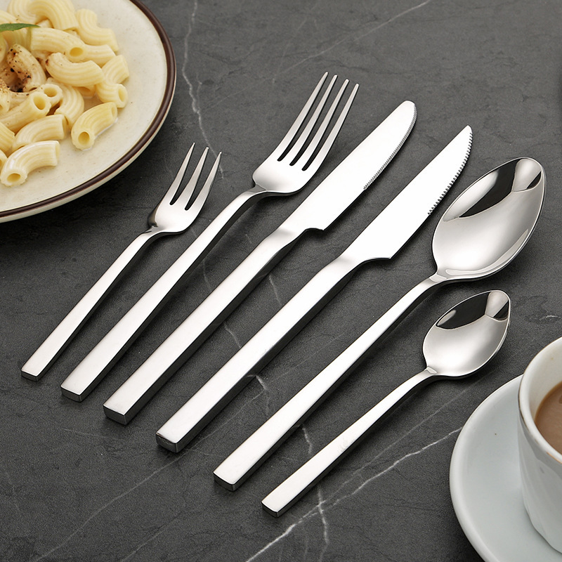 SUS304 silverware 18/10 stainless steel 6 pieces flatware set dinner knife dessert tea spoon fork cutlery set