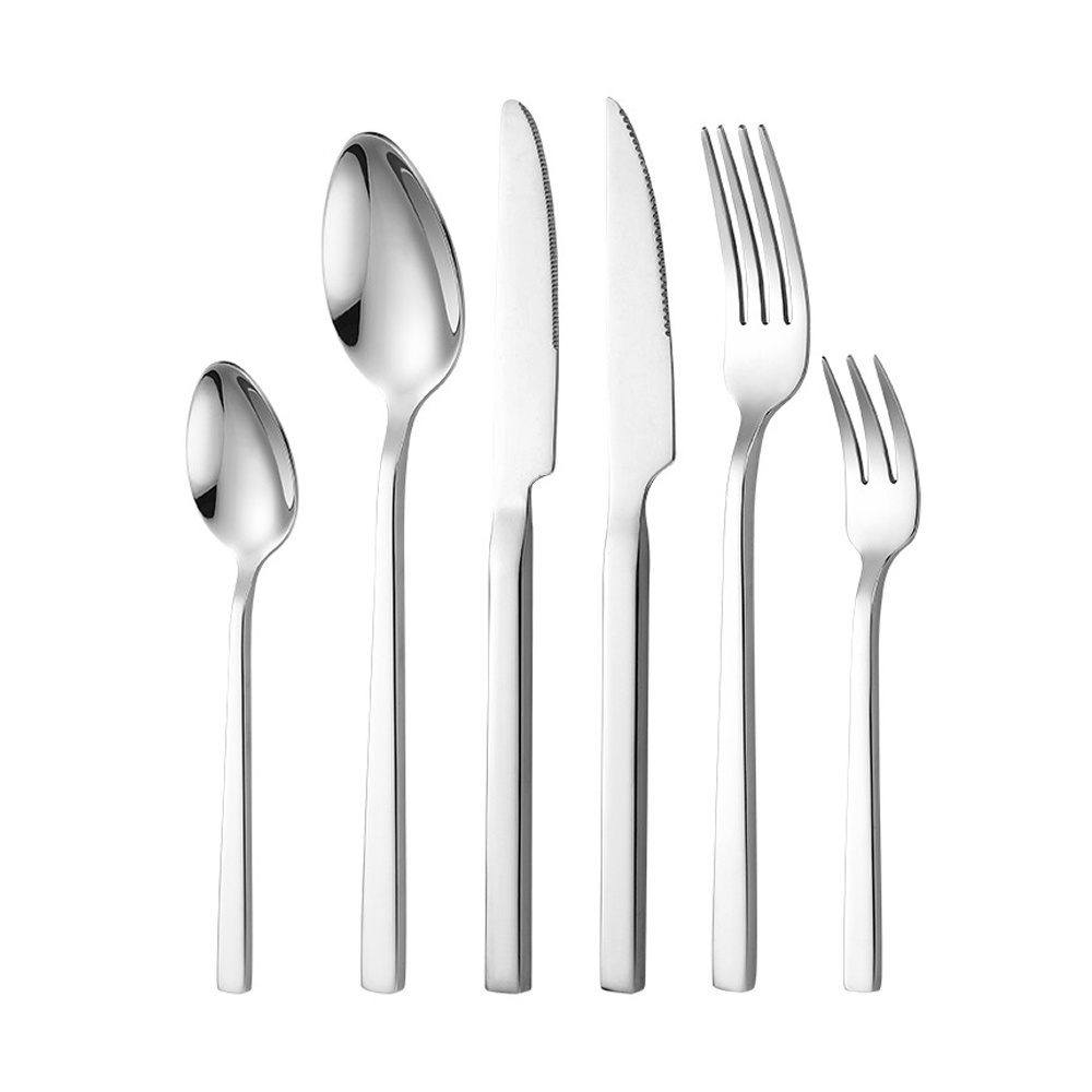 SUS304 silverware 18/10 stainless steel 6 pieces flatware set dinner knife dessert tea spoon fork cutlery set