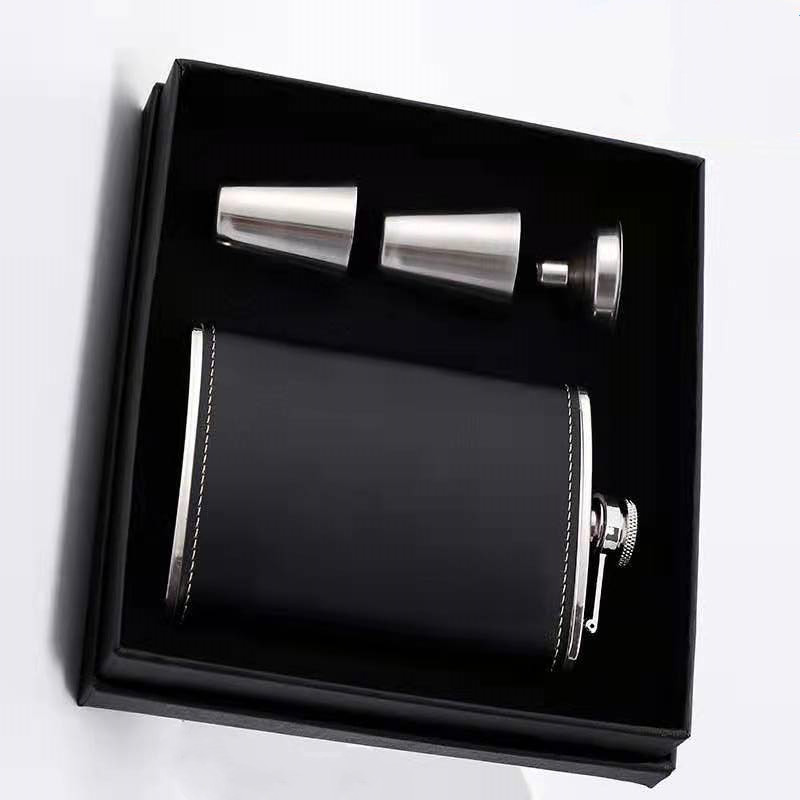 customized gift packing portable 6oz metal stainless steel liquor hip flask matte black mini whiskey hip flasks