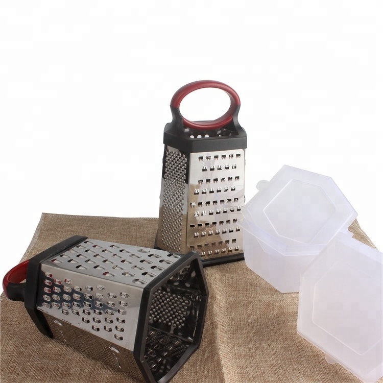 High quality kitchen stainless steel multifunction vegetable cheese 6 sides manual box grater