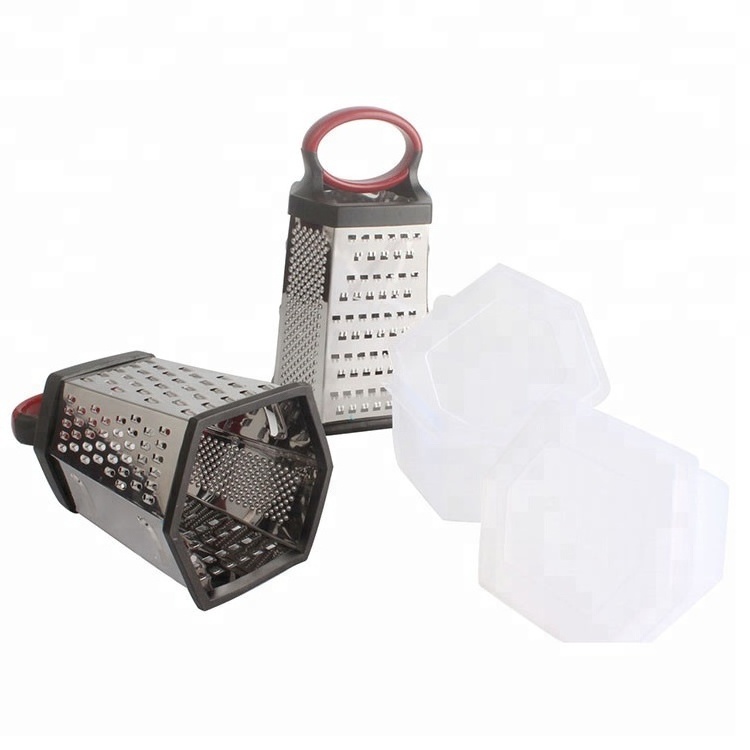 High quality kitchen stainless steel multifunction vegetable cheese 6 sides manual box grater