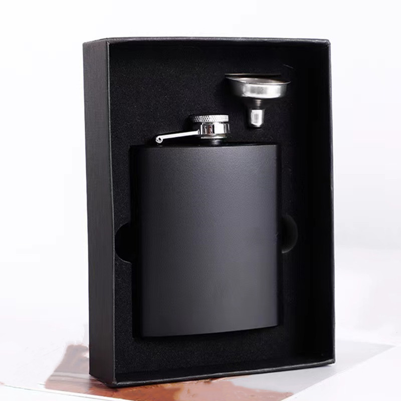 customized gift packing portable 6oz metal stainless steel liquor hip flask matte black mini whiskey hip flasks