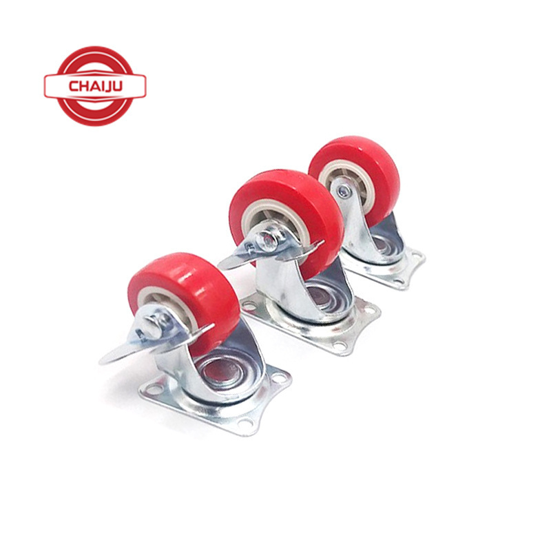 1 Inch Swivel Caster Wheels Locking Casters Plate Stem PU Castors with Brake Mute