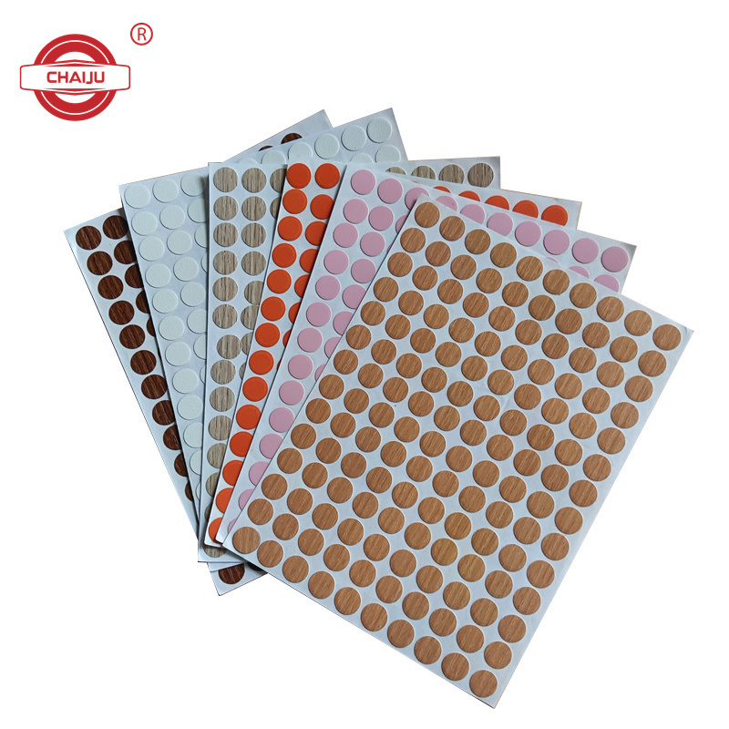 Adhesive crew Hole Covers Hole Stickers PVC Cover Caps Waterproof Wood Textured Cover for Wall Cabinets Desk Screws