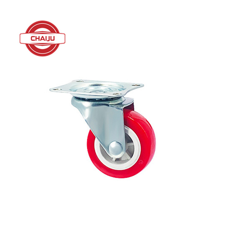 1 Inch Swivel Caster Wheels Locking Casters Plate Stem PU Castors with Brake Mute