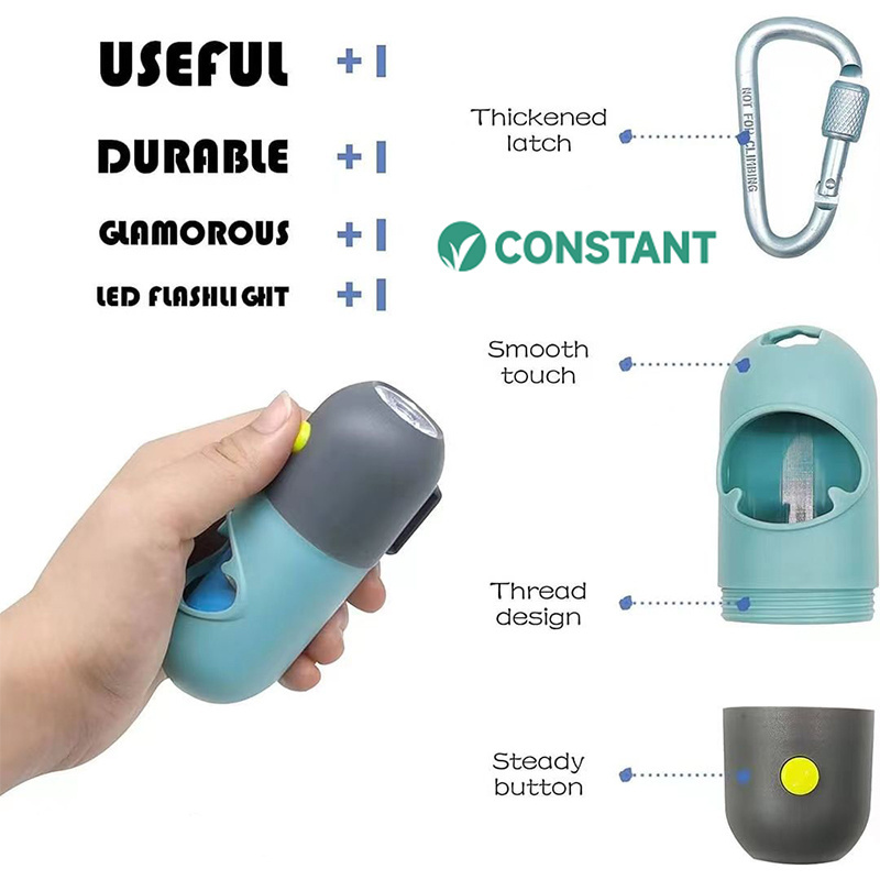 Wholesale High Quality Leak-proof Pet Waste Bag Dog Poop Bags Dispenser with Built-in Led Flashlight