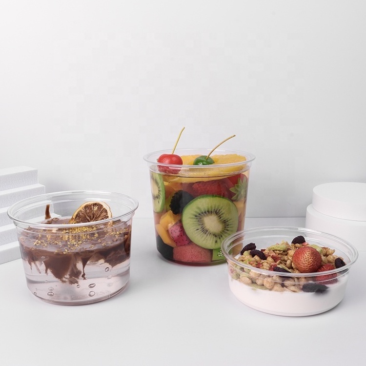 Cundao Wholesale 8oz 12oz 16oz 24oz 32oz Disposable Dessert Acai Bowl Plastic Clear PET Round Deli Container