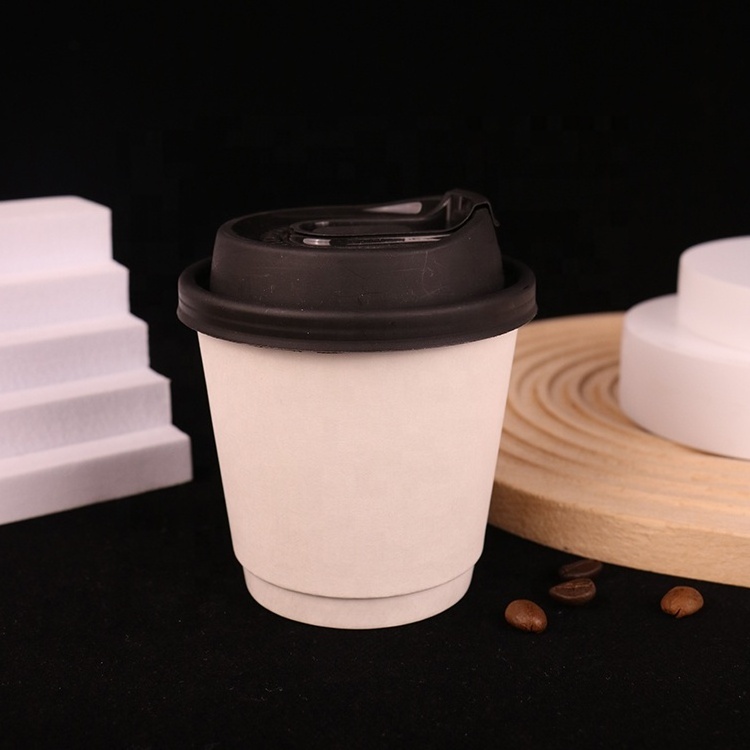 Coffee Paper Cups Logo Printed Disposable 8oz 10oz 12oz 16oz 22oz Craft Beverage Double Wall Cup With Lid