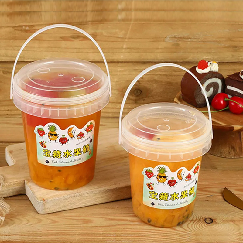 Lemonade Cups 32oz 1000ML Custom Food Grade PP Plastic Cup Drink Yogurt Milk Tea Fruits Container Clear Bucket Cups With Lid