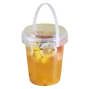 Lemonade Cups 32oz 1000ML Custom Food Grade PP Plastic Cup Drink Yogurt Milk Tea Fruits Container Clear Bucket Cups With Lid