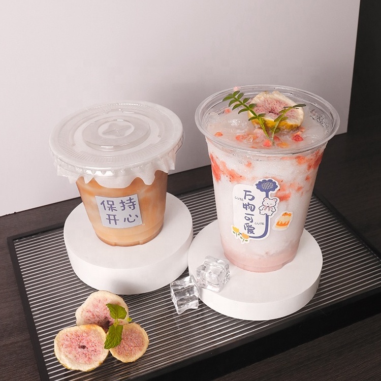 Custom Printed Free PET Clear Disposable 12 14 16 18 20 24 oz Coffee Smoothie Beverage Plastic Cups