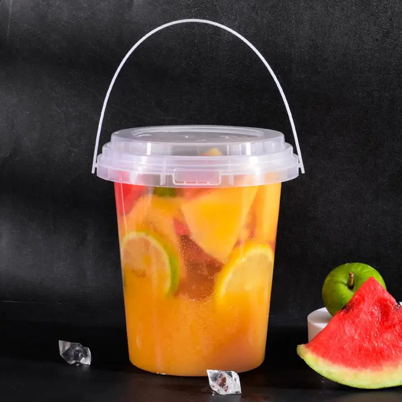 Lemonade Cups 32oz 1000ML Custom Food Grade PP Plastic Cup Drink Yogurt Milk Tea Fruits Container Clear Bucket Cups With Lid